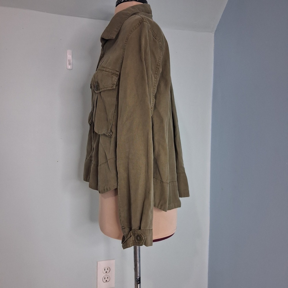 Pistola Olive Green Tencel Utility Jacket Womens XS P5001CD Button Front Cargo - Picture 13 of 13